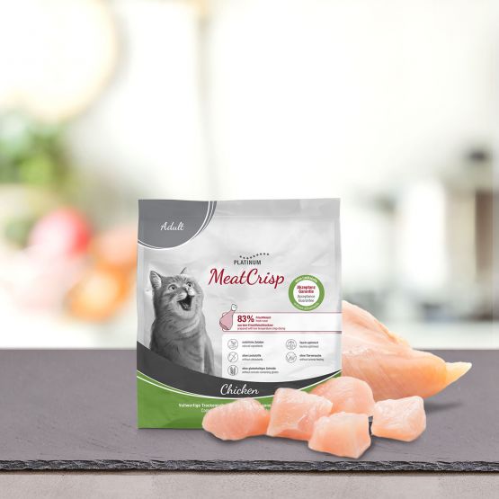 PLATINUM Meatcrisp Adult Chicken Αποξηραμένη Ξηρά Τροφή για Ενήλικες Γάτες με 83% Φρέσκο Κοτόπουλο - 400gr